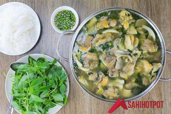 cách nấu lẩu gà lá é